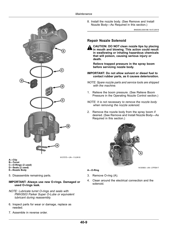 John Deere ExactApply Nozzle Control System (-180000) (North American) Operator’s Manual (OMKK29264) Workshop Guide