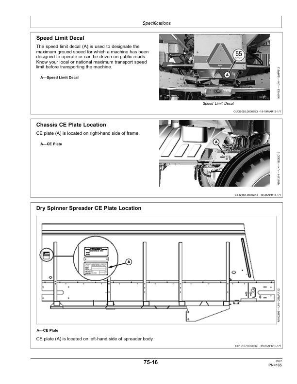 John Deere DN456 & DN485 Dry Spinner Spreaders Operator’s Manual (OMKK39712) Workshop Guide