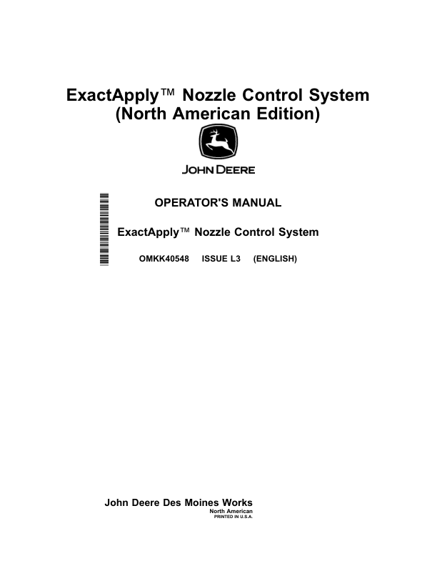 John Deere ExactApply Nozzle Control System (180000-) (North American) Operator’s Manual (OMKK40548) Workshop Guide