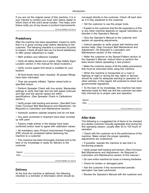 John Deere DN495 Dry Spinner Spreader Operator’s Manual (OMKK52695) Workshop Guide