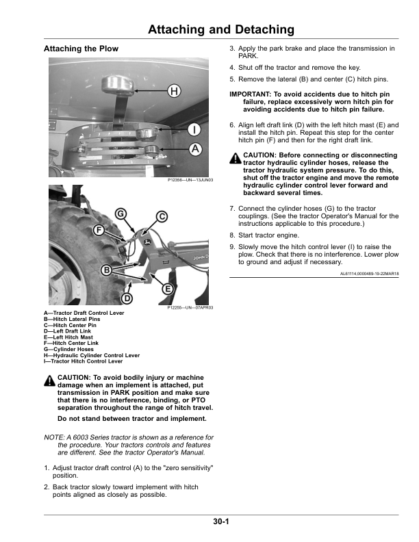 John Deere 945 Integral Reversible Moldboard Plows Operator’s Manual (OMKK54124) Workshop Guide