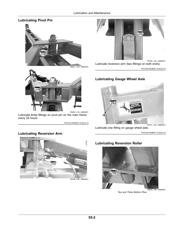 John Deere 975 Integral Reversible In Furrow Moldboard Plows Operator’s Manual (OMKK54136) Workshop Guide