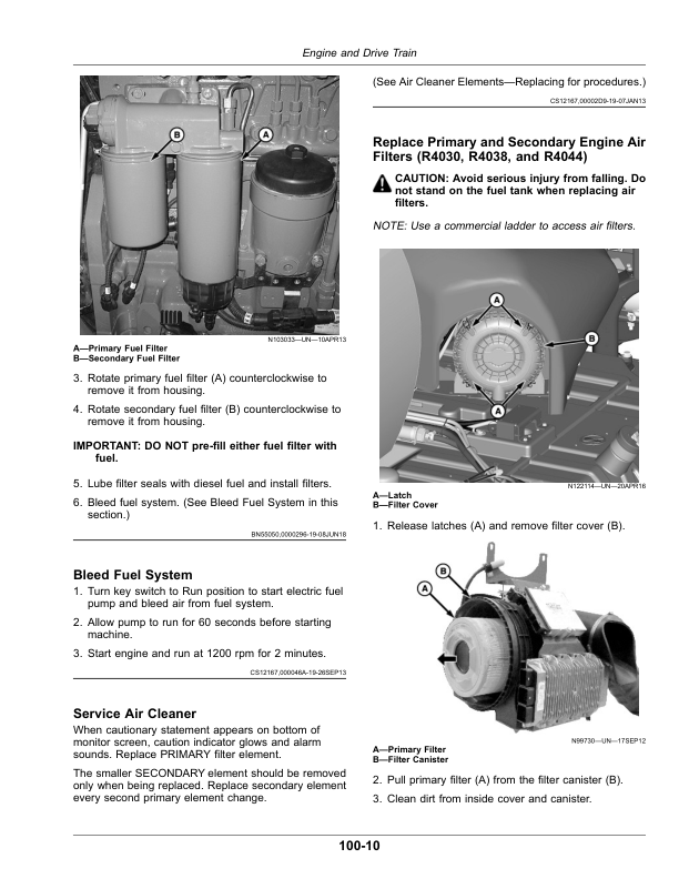 John Deere R4030, R4038, R4044, R4045, R4060 Self-Propelled Sprayer/Spreader (210001-) Operator’s Manual (OMKK70035) Workshop Guide