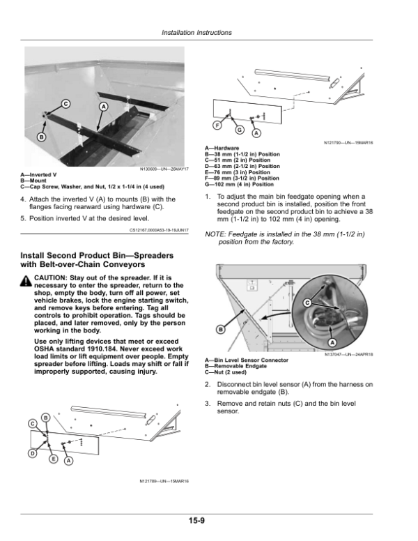John Deere DN456, DN485 Dry Spinner Spreader Operator’s Manual (OMKK76525) Workshop Guide