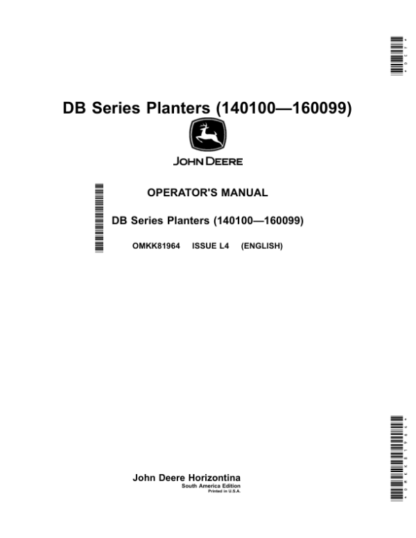 John Deere DB Series Planters (140100—160099) Operator’s Manual (OMKK81964) Workshop Guide