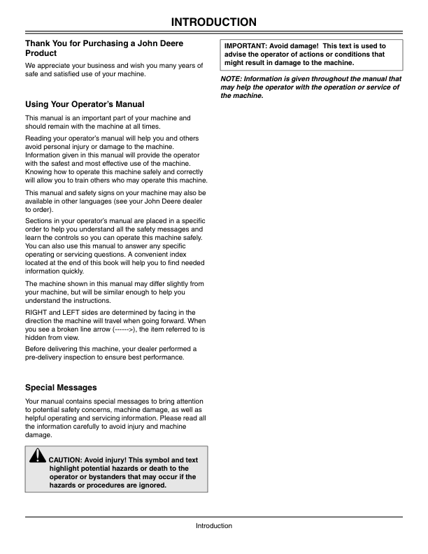 John Deere TR36, TR36H, TR48, TR48H, TR60 Attachments Operator’s Manuals (OMKV16794) Workshop Guide