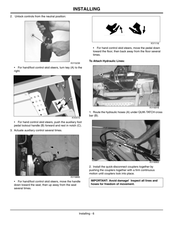 John Deere PR72, PR96 Attachments Operator’s Manuals (OMKV18675) Workshop Guide