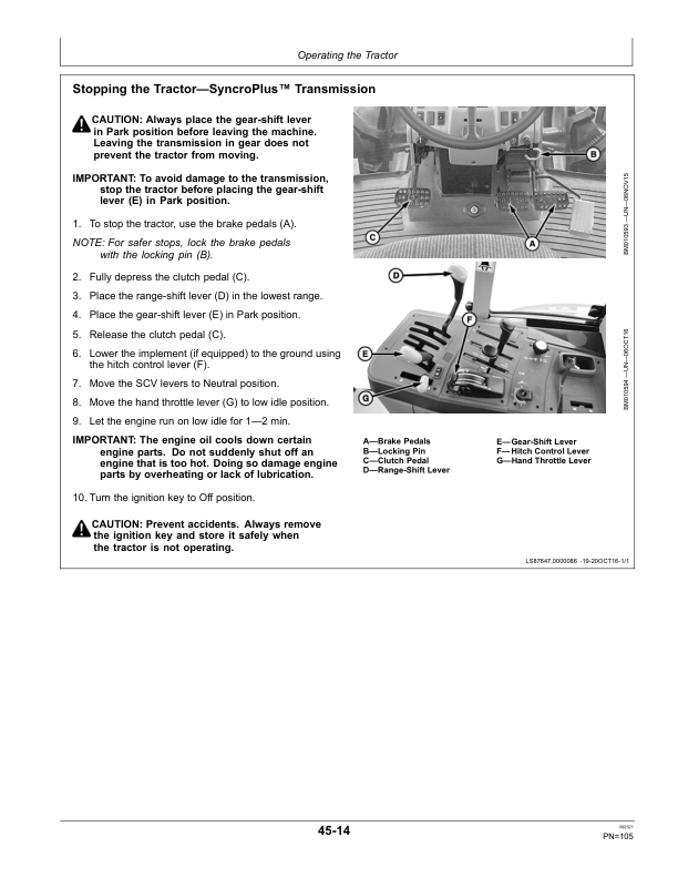 John Deere 6100J (-002165), 6115J (-599999), 6125J (500001-599999) Tractors Operator’s Manual (OML221579) Workshop Guide