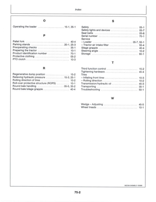 John Deere 245M Loader Operator’s Manual (OML62803) Workshop Guide