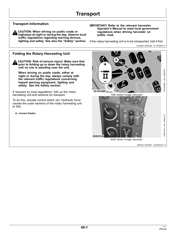 John Deere 770 Rotary Harvesting Unit North America (125397- ) Operator’s Manual (OMLCA113744) Workshop Guide