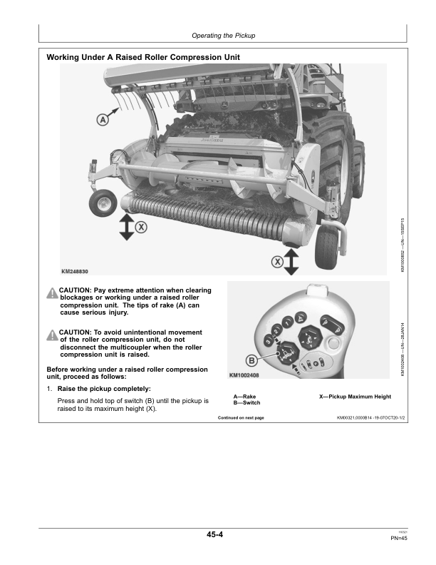 John Deere 639, 649, 659 Windrow Pickups (European Edition) Operator’s Manual (OMLCA128581) Workshop Guide