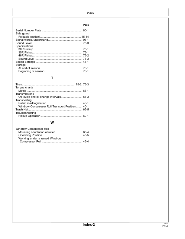 John Deere 30R, 35R, 46R Pickups Operator’s Manual (OMLCA145600) Workshop Guide