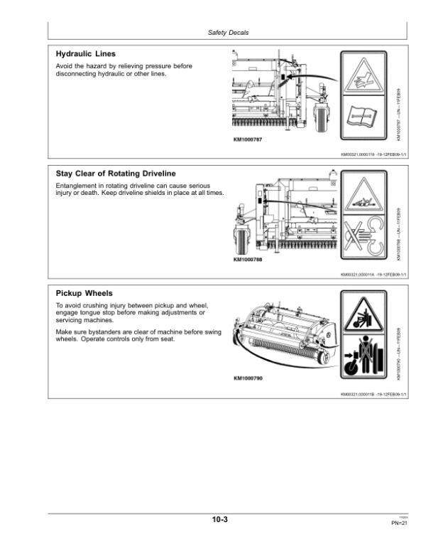 John Deere 630C, 640C & 645C Windrow Pickups Operator’s Manual (OMLCA97416) Workshop Guide
