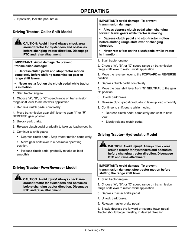 John Deere 4500, 4600 & 4700 Compact Utility Tractors Operator’s Manual (OMLVU11184) Workshop Guide