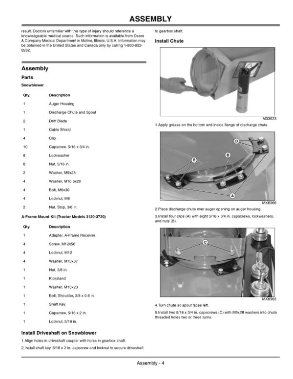 John Deere 59-Inch Snowblower (010001-) Operator’s Manual (OMLVU17390) Workshop Guide