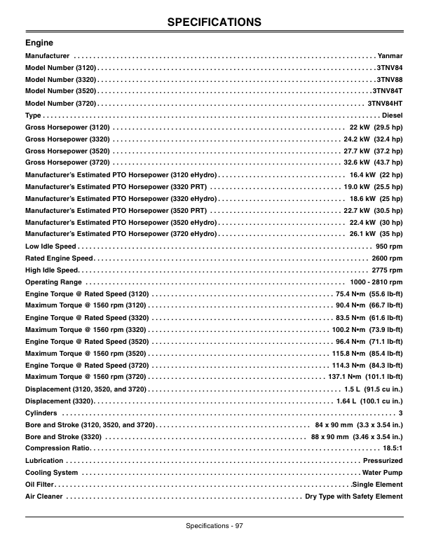 John Deere 3120, 3320, 3520 & 3720 Compact Utility Tractors North America Operator’s Manual (OMLVU17926) Workshop Guide