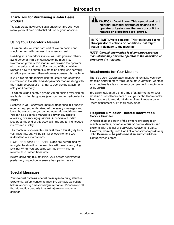 John Deere 4005 Compact Utility Tractor (100004-) Operator’s Manual (OMLVU19592) Workshop Guide