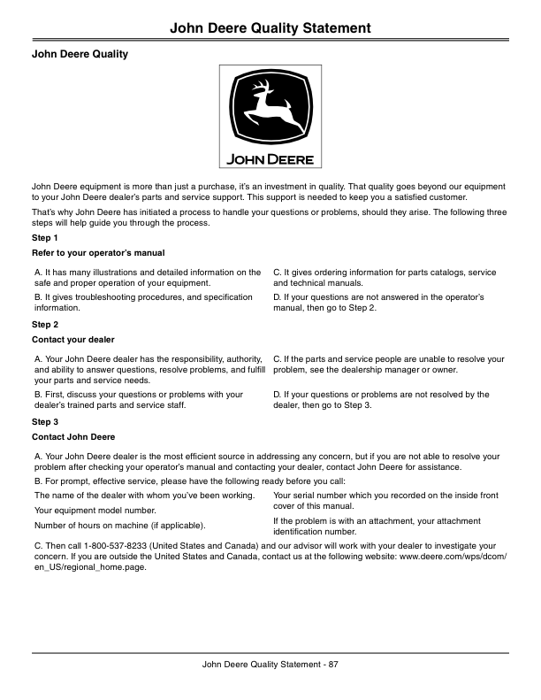 John Deere 4105 Compact Utility Tractor (410001-) Operator’s Manual (OMLVU23475) Workshop Guide
