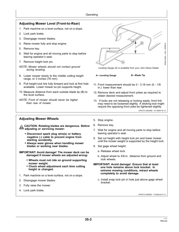 John Deere Mid-Mount Mower 60D, 72D (North American Version) Operator’s Manual (OMLVU30964) Workshop Guide