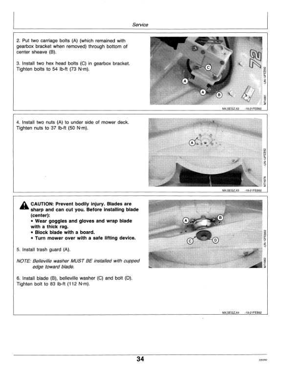 John Deere 72-Inch (Direct Drive) Side Discharge Mower (-140000) Operator’s Manual (OMM113012) Workshop Guide