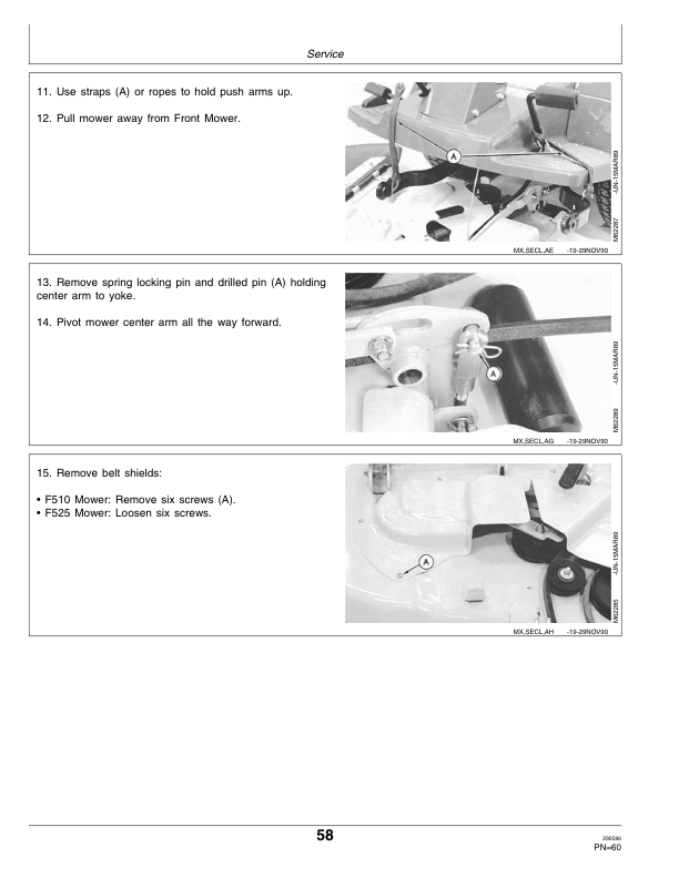 John Deere F510, F525 Front Mower (100001-) Operator’s Manual (OMM113930) Workshop Guide