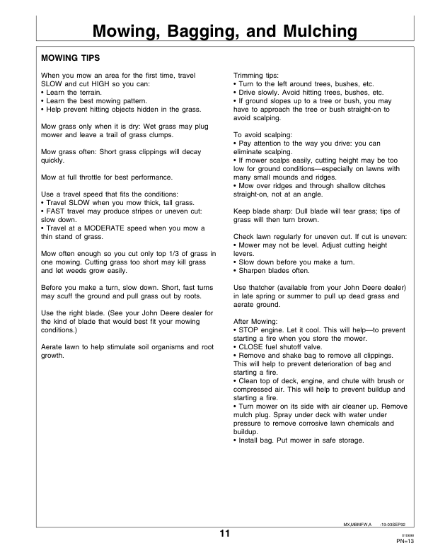 John Deere 14SB (255001-), 14SE (225001-) Rotary Mower Operator’s Manual (OMM118170) Workshop Guide