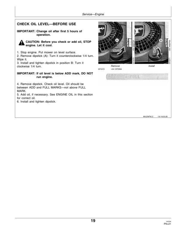 John Deere 14PZ, 14SZ Rotary Mowers (010001-) Operator’s Manual (OMM118286) Workshop Guide