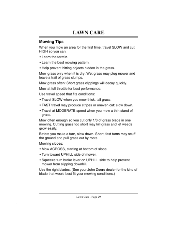 John Deere 38, 48, 54-In. Walk-Behind Commercial Mower Operator’s Manual (OMM118349) Workshop Guide