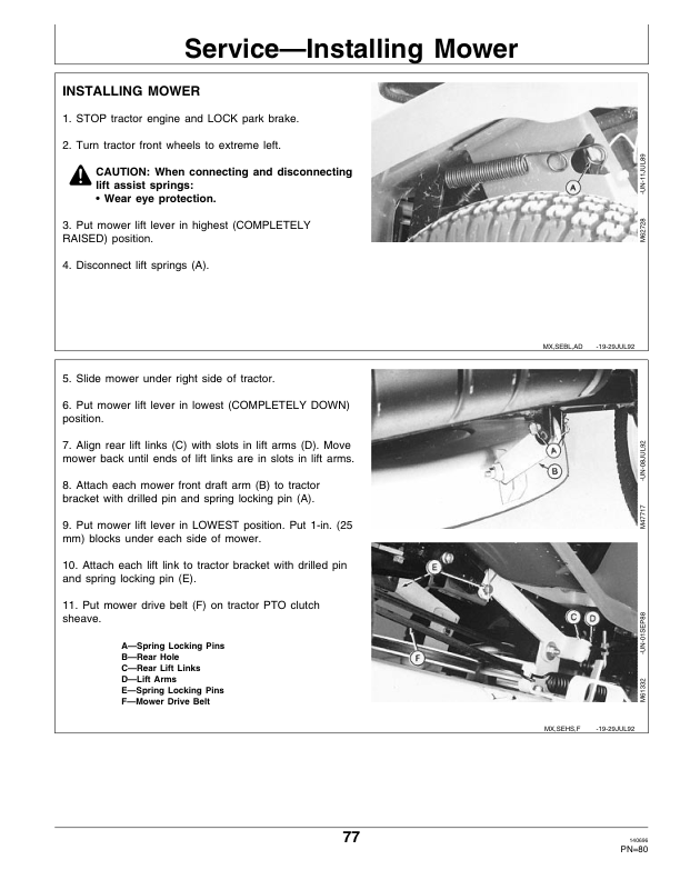 John Deere STX38 Lawn Tractor(100001-) Operator’s Manual (OMM118660) Workshop Guide