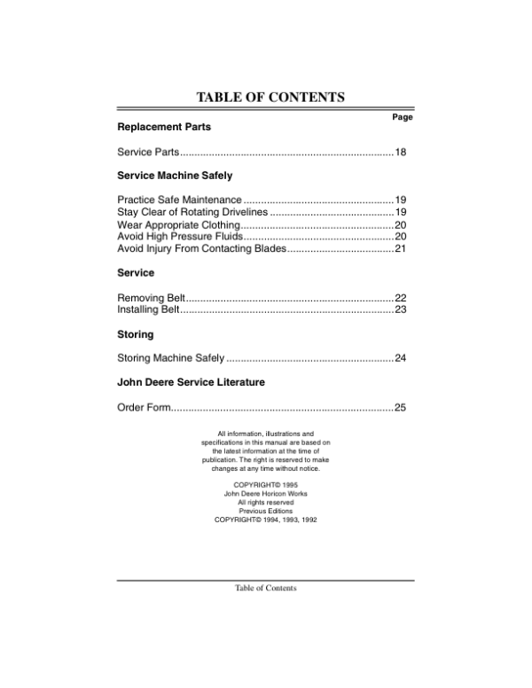 John Deere Power Flow for 60 Inch Mower (-340000) Operator’s Manual (OMM118932) Workshop Guide