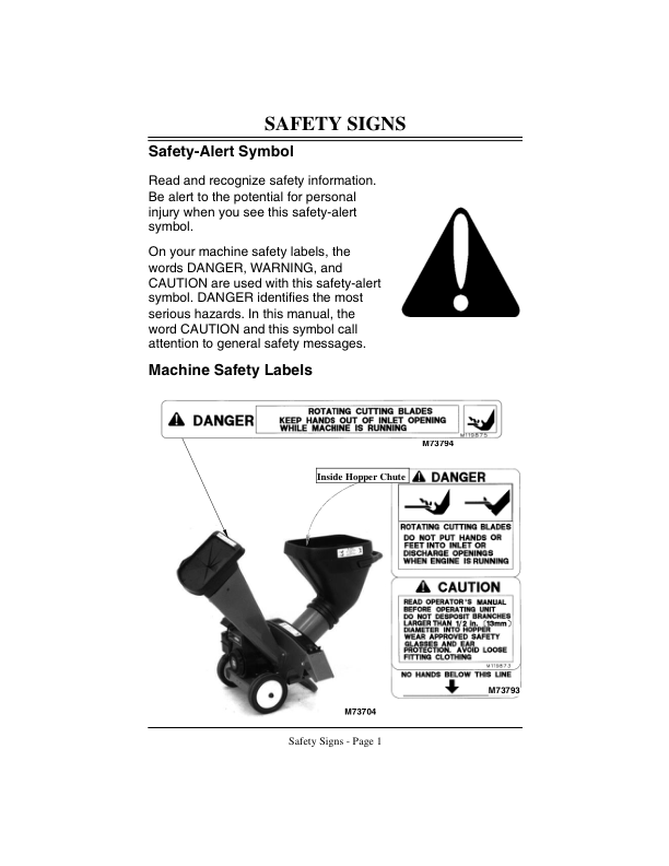 John Deere CS5, CS8 Chipper & Shredder Operator’s Manual (OMM119652) Workshop Guide