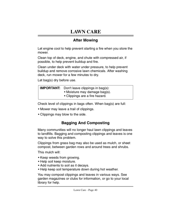 John Deere STX38, STX46 Lawn Tractor (210001-) Black Mower Deck Operator’s Manual (OMM121093) Workshop Guide