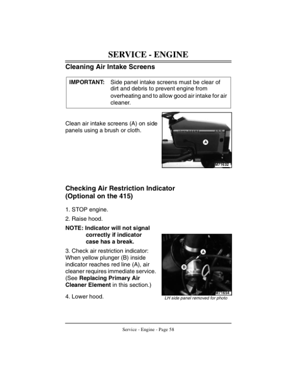 John Deere 415, 455 Lawn & Garden Tractors (030001-) Operator’s Manual (OMM121679) Workshop Guide