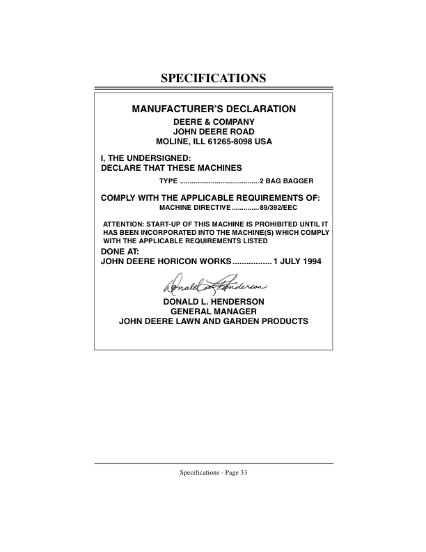 John Deere 2 Bag Grass Bagger Operator’s Manual (OMM121748) Workshop Guide