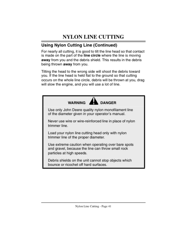 John Deere Grass/Weed Trimmer, Brush Cutter, Clearing Saw – Safety Manual Operator’s Manual (OMM122063) Workshop Guide