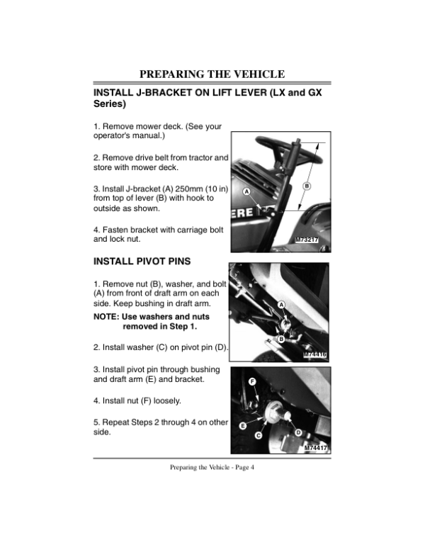 John Deere 42-Inch Front Blade for 100 Series Tractors (010001-) Operator’s Manual (OMM122266) Workshop Guide