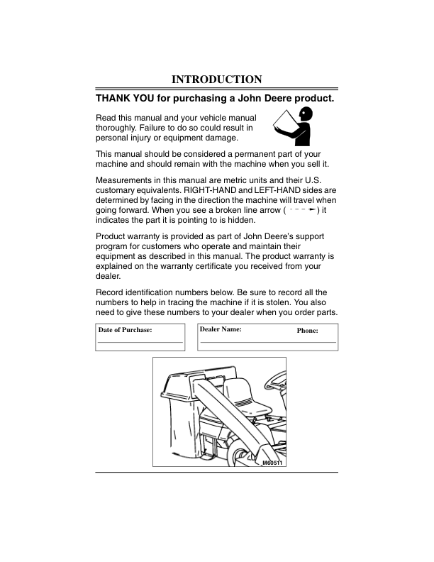 John Deere 2 Bag Grass Bagger for F510, F525 Front Mowers Operator’s Manual (OMM122943) Workshop Guide