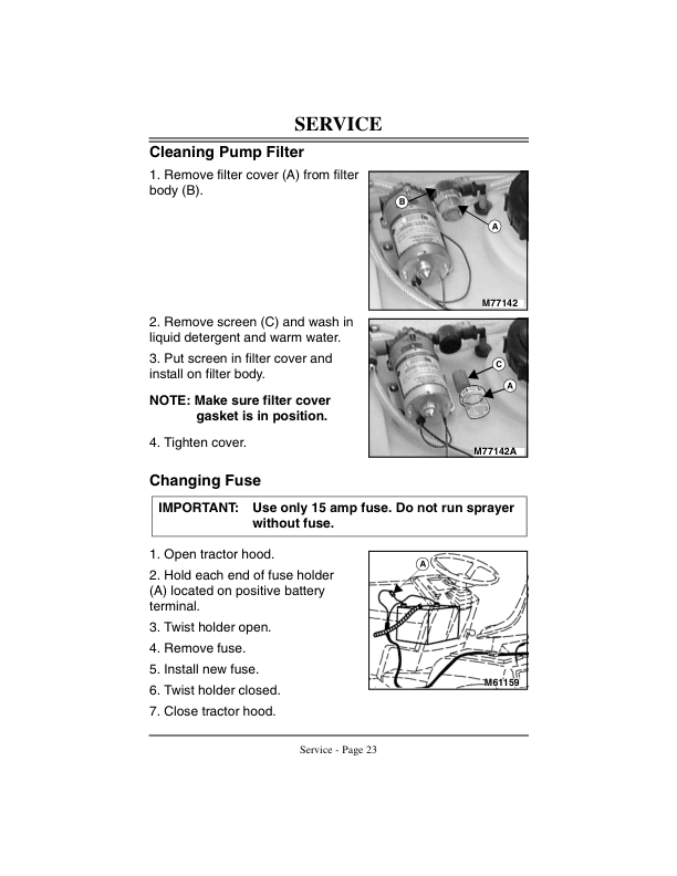 John Deere 15, 25 Gallon Wheeled & Portable Sprayer (010001-) Operator’s Manual (OMM123748) Workshop Guide