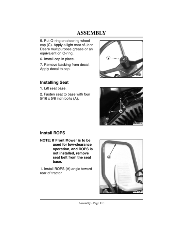John Deere F925, F935 Front Mower (150001-) Operator’s Manual (OMM124509) Workshop Guide