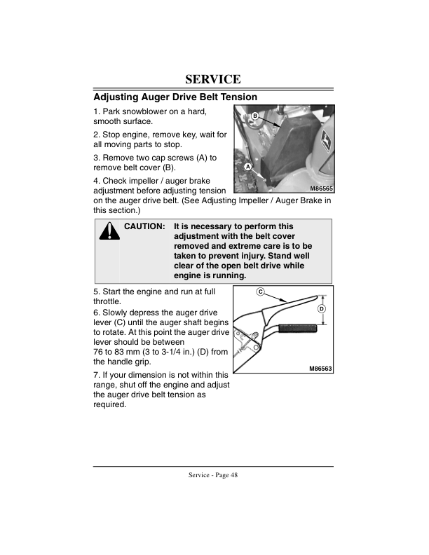 John Deere 524D, 826D Walk-Behind Snowblower (160001-) Operator’s Manual (OMM126614) Workshop Guide