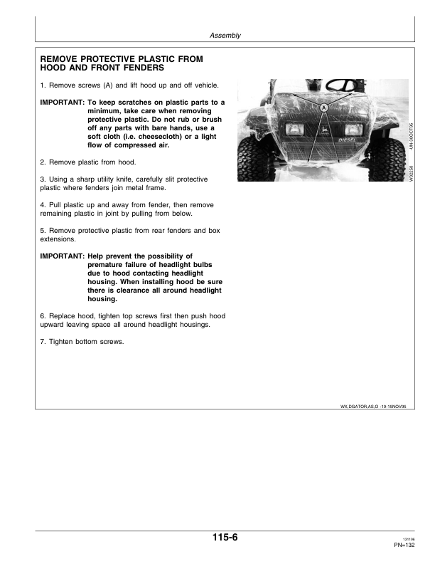 John Deere 6×4 Gator Utility Vehicle North America (001001-008790) Operator’s Manual (OMM128787) Workshop Guide