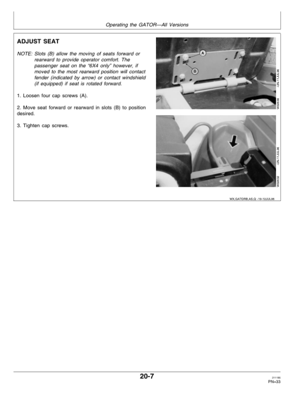 John Deere 6×4 Gator Utility Vehicle Export Edition (001001-008806) Operator’s Manual (OMM128789) Workshop Guide