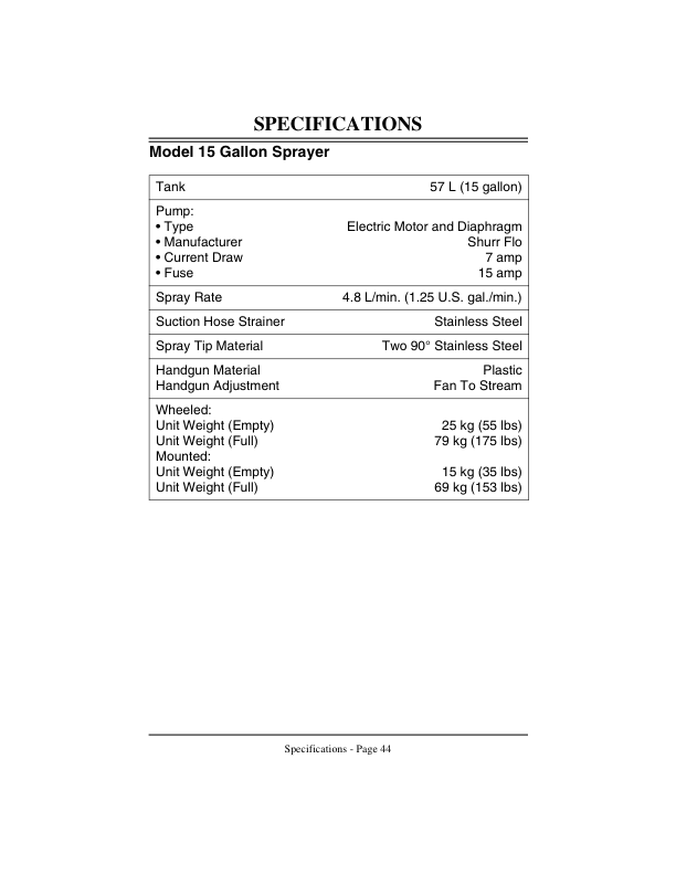 John Deere 15, 25 Gallon Sprayers Operator’s Manual (OMM132826) Workshop Guide