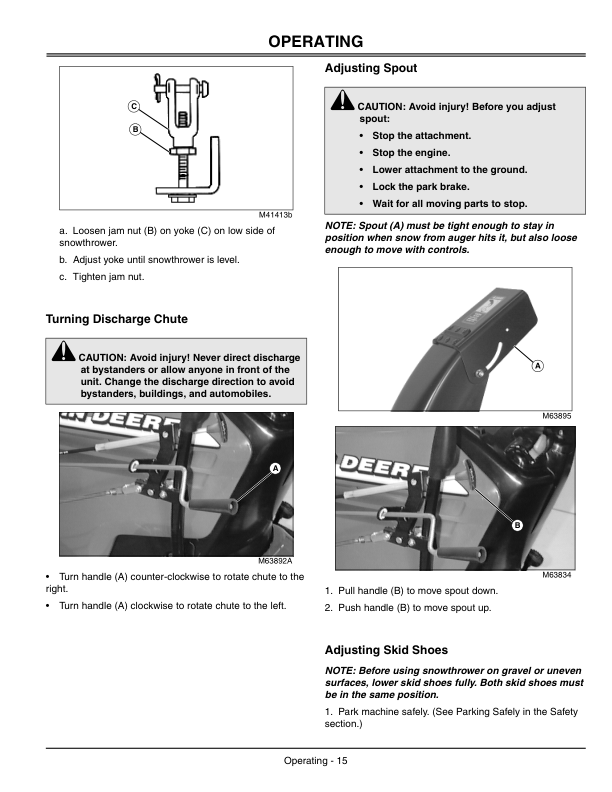 John Deere 42-Inch Snowthrower (010001-) (lever lift ) for LX & GT Series Lawn & Garden Tractors Operator’s Manual (OMM133878) Workshop Guide