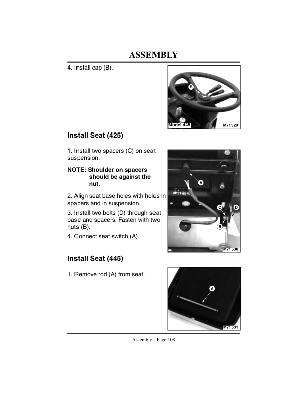 John Deere 425, 445 Lawn & Garden Tractors Operator’s Manual (OMM134095) Workshop Guide