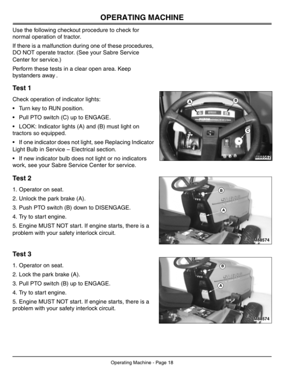 John Deere 2048HV, 2254HV, 2554HV Sabre Tractors (010001-) Operator’s Manual (OMM136080) Workshop Guide