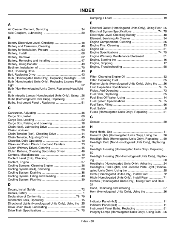 John Deere Gator Utility Vehicle Export Edition 4×2 (039280-068204), 6×4 (039289-068204) Operator’s Manual (OMM136970) Workshop Guide