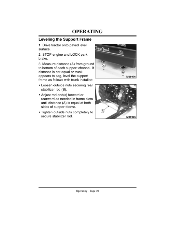 John Deere 3-Cubic Foot Tractor Trunk Operator’s Manual (OMM137364) Workshop Guide