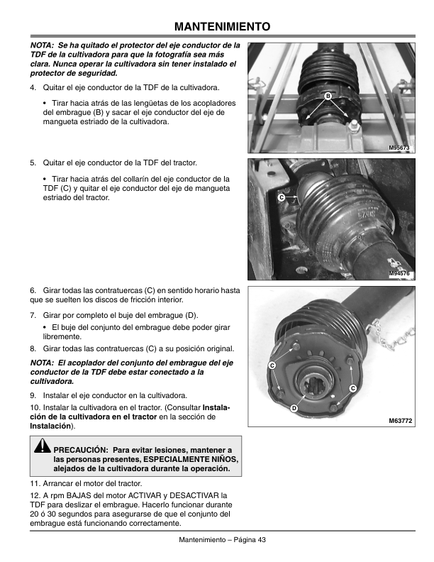 John Deere Model 550 PTO Tiller for 4200, 4300, 4400, 4500 Compact Utility Tractors Operator’s Manual (OMM137898) Workshop Guide
