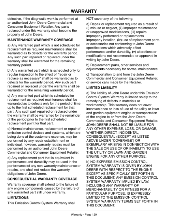 John Deere M653, M655, & M665 Mid-Mount ZTRAK (010001-) Operator’s Manual (OMM138801) Workshop Guide